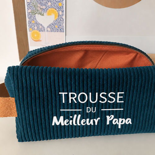 Trousse voyage pour homme en velours côtelé,velours côtelé marine,fait main,