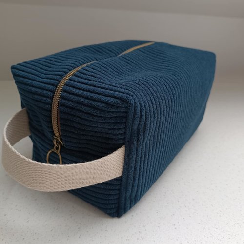 Trousse voyage pour homme en velours côtelé,velours côtelé marine,fait main,