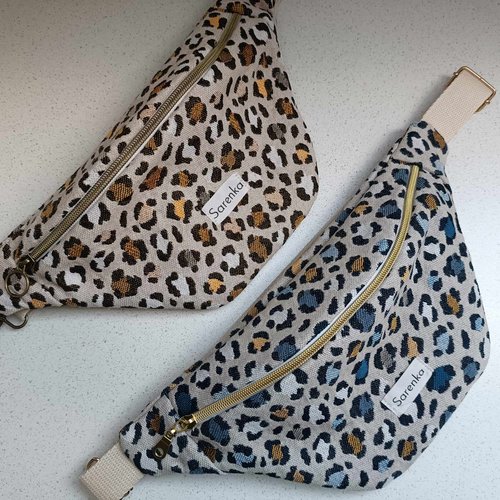 Sac banane motif grau,tissu jacquard,fait main in france,