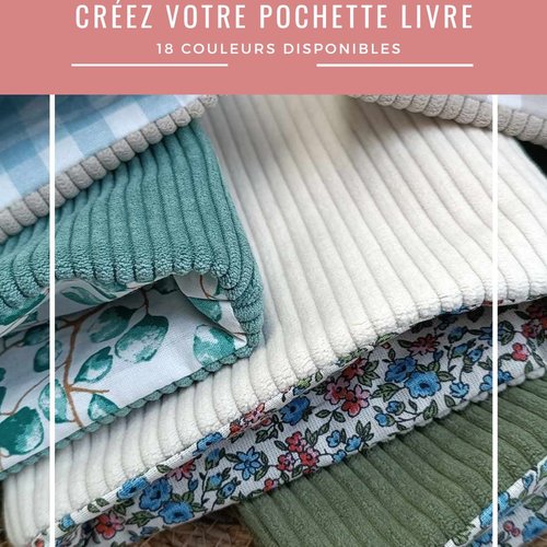 Pochette livre personnalisée, cadeau livresque,fait main en france,poche en velour côtelé, en moumoute,