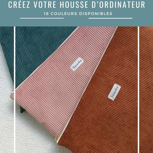 Housse ordinateur / tablette personnalisée en velours côtelé,pochette ipad,