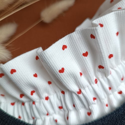 Col victorien amovible,col motif petits coeurs,fait main en france,