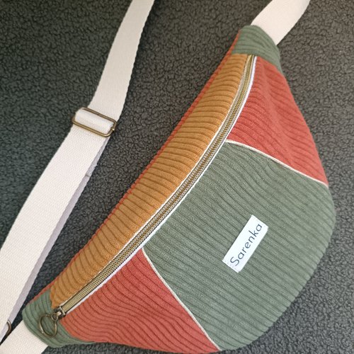 Sac banane velours côtelé,fabrication française,sac banane multicolore,