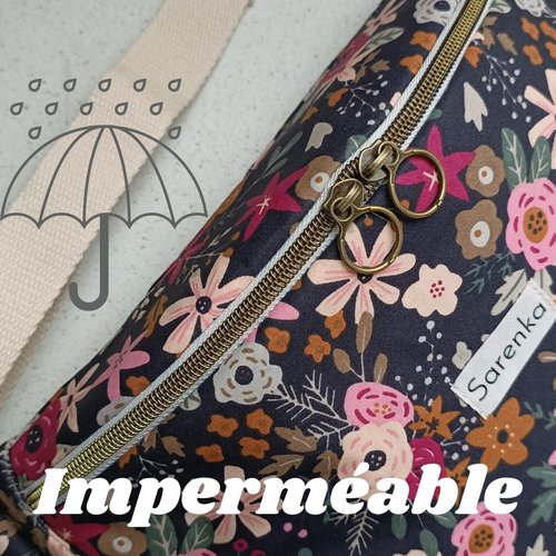 Sac banane fleuri, imperméable ,fabrication française, sac multicolore,