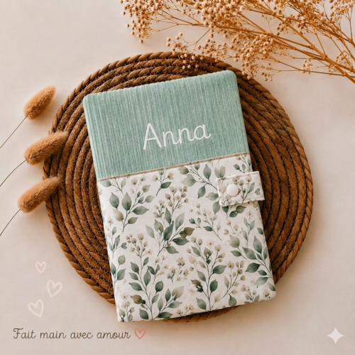 Protège carnet de santé personnalisé en velours côtelé et coton, cadeau de naissance fille garçon , accessoire bébé