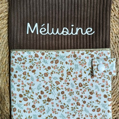 Protège carnet de santé personnalisé en velours côtelé et coton, cadeau de naissance fille garçon , accessoire bébé