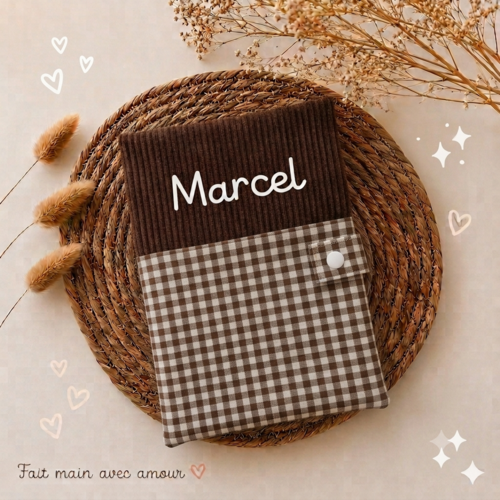 Protège carnet de santé personnalisé en velours côtelé et coton, cadeau de naissance fille garçon , accessoire bébé
