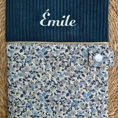 Protège carnet de santé personnalisé en velours côtelé et coton, cadeau de naissance fille garçon , accessoire bébé