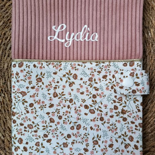 Protège carnet de santé personnalisé en velours côtelé et coton, cadeau de naissance fille garçon , accessoire bébé