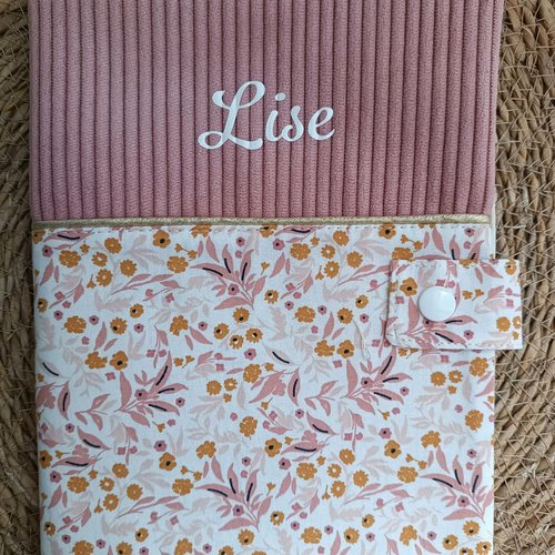 Protège carnet de santé personnalisé en velours côtelé et coton, cadeau de naissance fille garçon , accessoire bébé