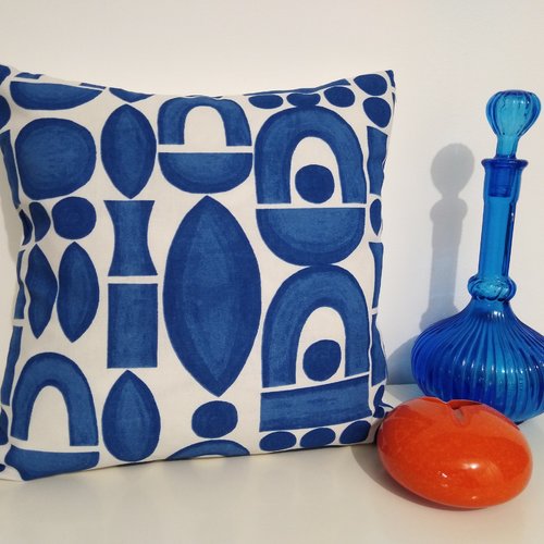 Housse de coussin geometrique,retro,pop art,design blue,40x40cm,cadeau,déco d’appartement, années1950,années 1960