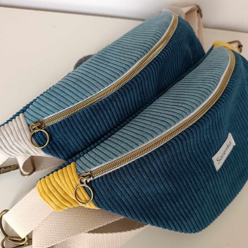 Sac banane velours côtelé,fabrication française,sac banane multicolore,velours ,