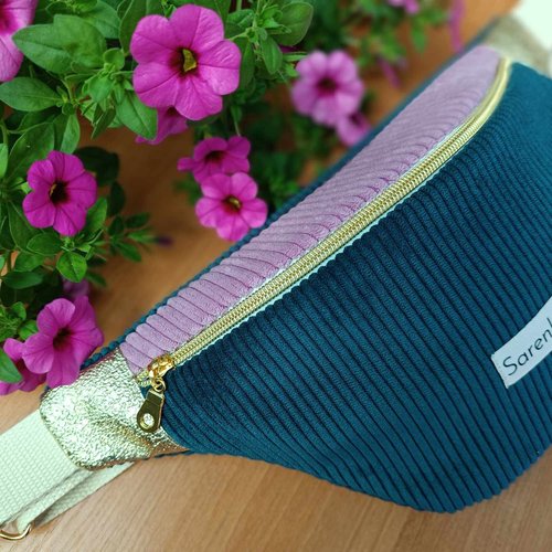 Sac banane trio de couleurs - marine - lilas - doré