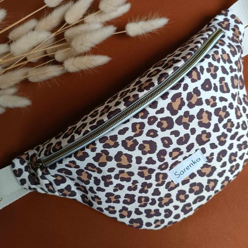 Sac banane léopard,fait main en france,sacoche banane tendance,sac motif grau,