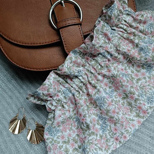 Col froufrou amovible,col victorien motif fleuri,fait main en france,