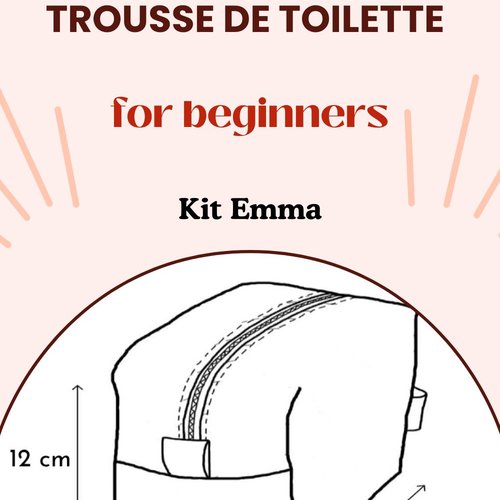 Kit couture trousse de toilette en velours côtelé personnalisable,kit couture débutant,fait main,