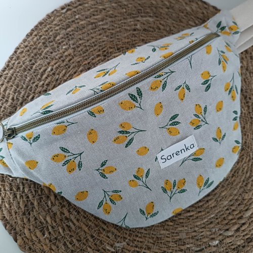 Sac banane coton citron, fabrication française, sac multicolore,