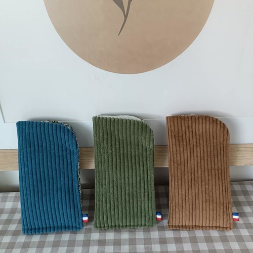Étui à lunettes personnalisée, fait main en france, velours côtelé, cadeau,