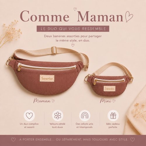 Sac banane femme personnalisée , personnalisables, bananes matchy matchy, fait main en france