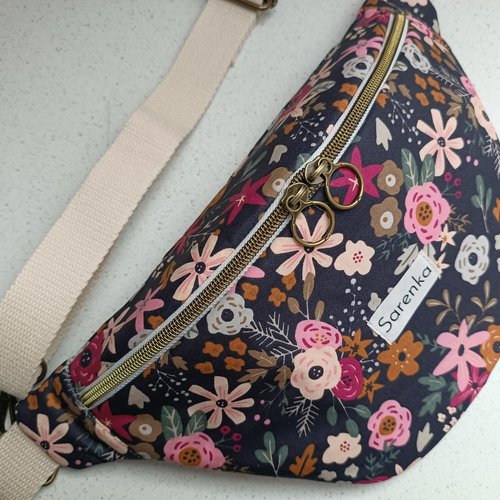 Sac banane fleuri, imperméable ,fabrication française, sac multicolore,