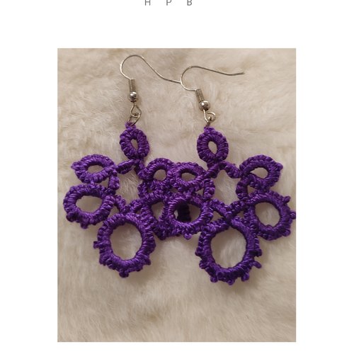 Boucles d'oreilles en micro macramé
