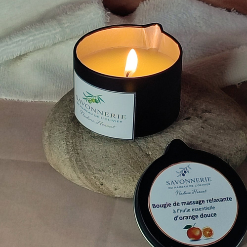 Bougie de massage artisanale à l'orange douce