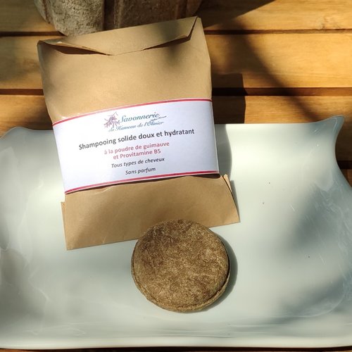 Recharge shampooing solide doux et hydratant. (shampooing 40g dans son sachet kraft).