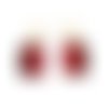 Boucles d'oreilles gemmes rectangulaires rouges, boucles d'oreilles éco-responsables rubis en plastique peint (cd recyclé)
