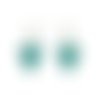 Boucles d'oreille triangles inversés bleus turquoises aux volutes vertes d'eau, boucles d'oreille triangulaires en plastique (cd recyclé)