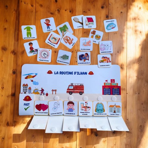 Tableau de routine du matin, soir personnalisable et pliable pour enfant, thèmes variés/favorise l’autonomie et l’organisation