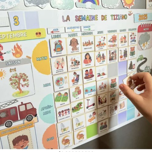 243magnets inclus-new- semainier magnétique a4 personnalisé- évolutif montessori– organisation famille, semainier enfant