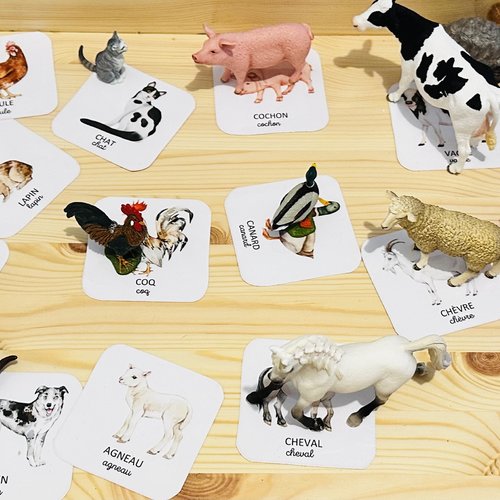 Carte de nomenclature les animaux de la ferme- jeu éducatif maternelle- jeu ludique inspiration montessori