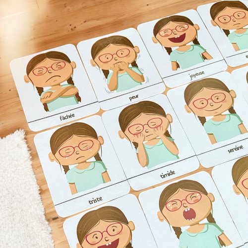 Lot de 12 cartes des émotions pour enfants – illustrations éducatives pour aider à reconnaître et exprimer les sentiments