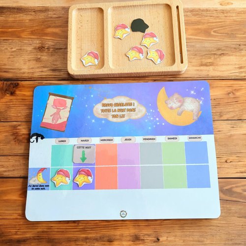 Je dors dans mon lit – tableau magnétique étoiles /  coucher enfant