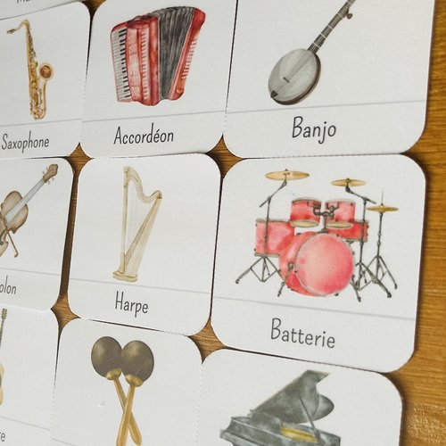 Les instruments de musique, carte de nomenclature inspiration montessori