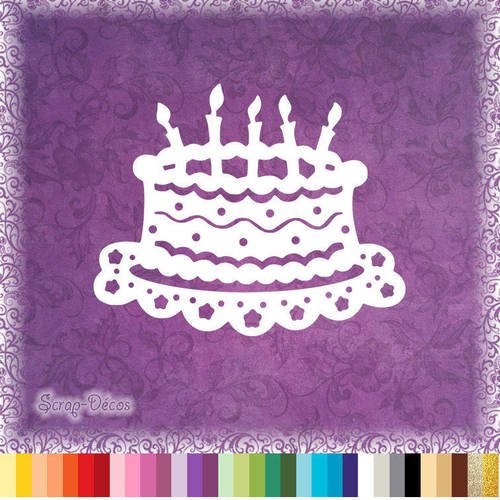 Decoupe Scrapbooking Gateau Anniversaire Bougies Embellissement Die Cut 32 Couleurs Disponibles Ref 1103 Un Grand Marche