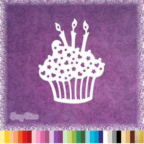 Decoupe Scrapbooking Cupcake Gateau Anniversaire Bougies Embellissement Die Cut 32 Couleurs Disponibles Ref 1102 Un Grand Marche