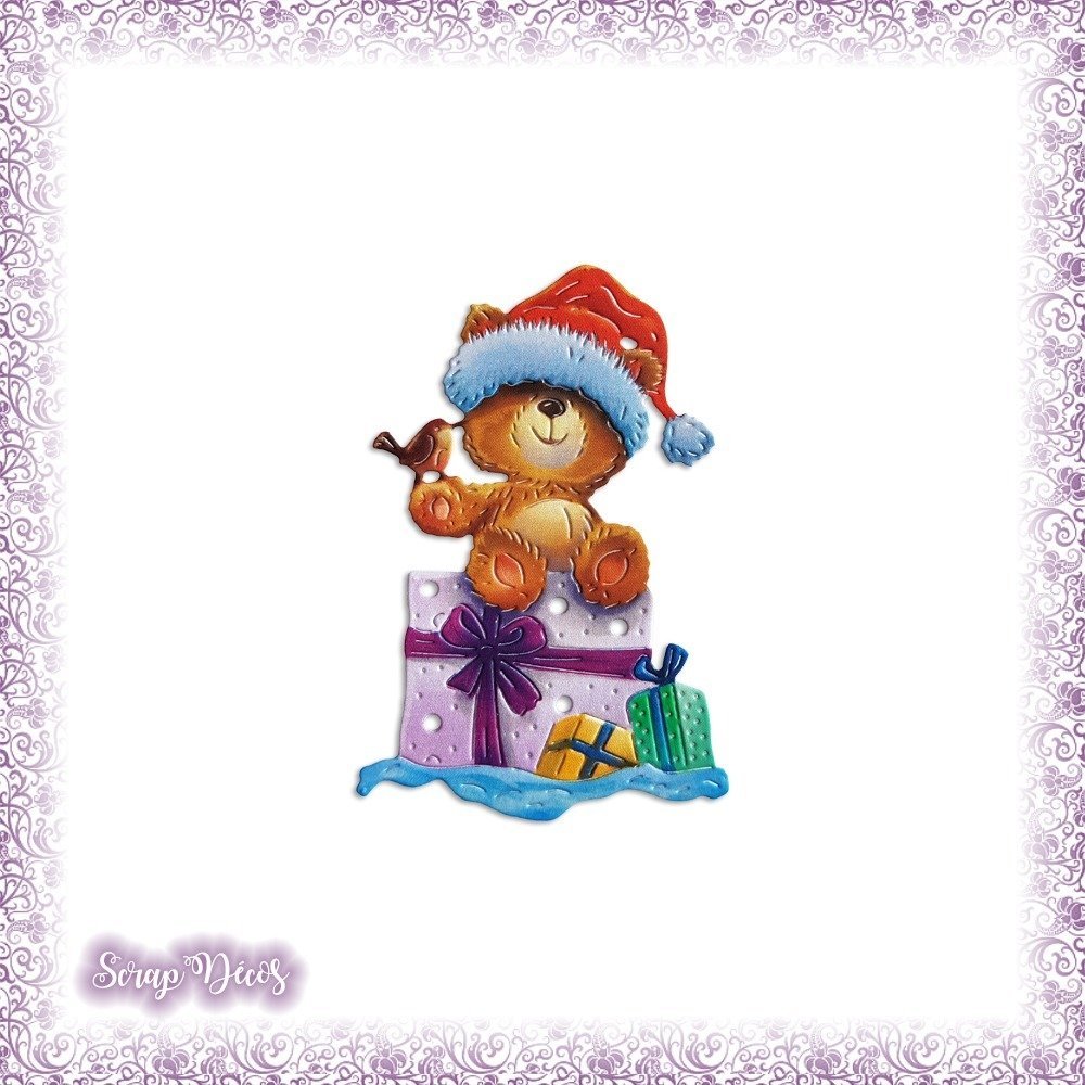 Decoupe Scrapbooking Nounours Cadeaux Noel Anniversaire Oiseau Neige Bonnet En Couleurs Embellissement Die Cut Ref 2404 Un Grand Marche