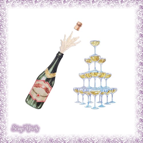 Decoupe Scrapbooking Champagne Seau Bouchon Fetes Anniversaire Noel Bouteille En Couleurs Embellissement Die Cut Ref 2591 Un Grand Marche