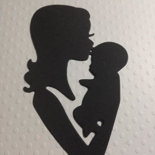 Découpe papier silhouette mère-enfant noire 8,5 cm/5,3 cm (réf e32)