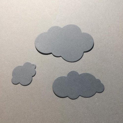 Lot de 3 découpes scrapbooking embellissements nuages gris