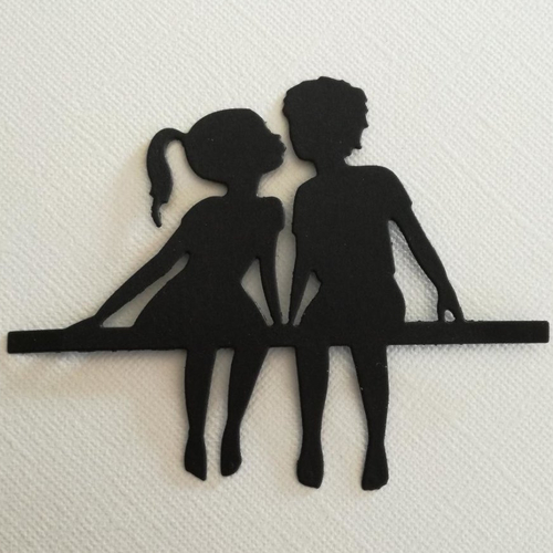 Découpe silhouette couple enfants - adolescents (réf a21)