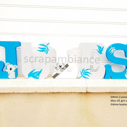 Lettre Prenom En Bois Lettre Chambre Bebe Prenom En Bois Personnalise Theme Eucalyptus Et Koala cm Un Grand Marche