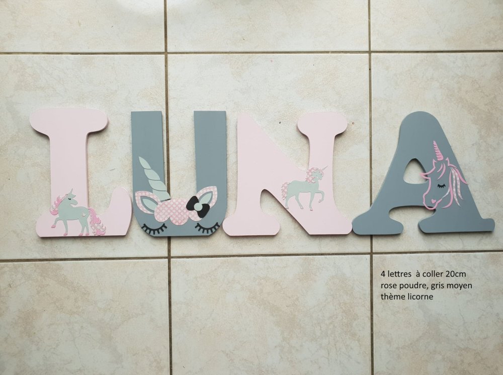 Lettre Prenom En Bois Decoration Chambre Bebe Prenom A Coller Lettre A Coller Personnalise Theme Licorne Un Grand Marche
