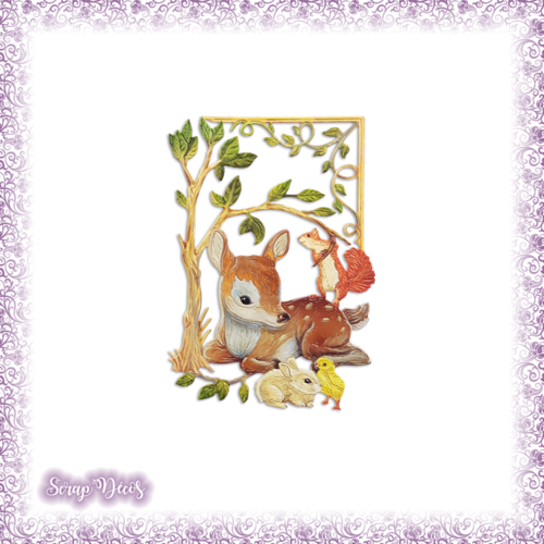 Decoupe Scrapbooking Faon Et Animaux Bebe Biche Lapin Arbre Nature Naissance En Couleurs Embellissement Die Cut Ref 2544 Un Grand Marche