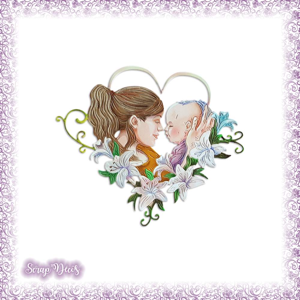 Decoupe Scrapbooking Maman Et Bebe Mere Enfant Naissance Amour Coeur Fleurs En Couleurs Ref 2531 Un Grand Marche