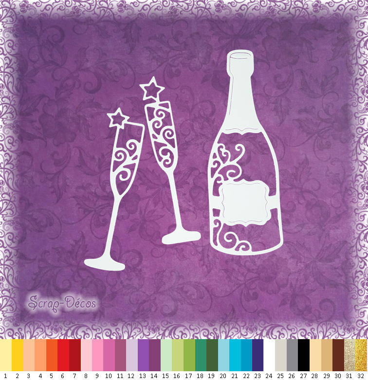 Decoupe Scrapbooking Bouteille Champagne Flutes Fete Mariage Anniversaire Embellissement Die 32 Couleurs Disponibles Ref 1380 Un Grand Marche