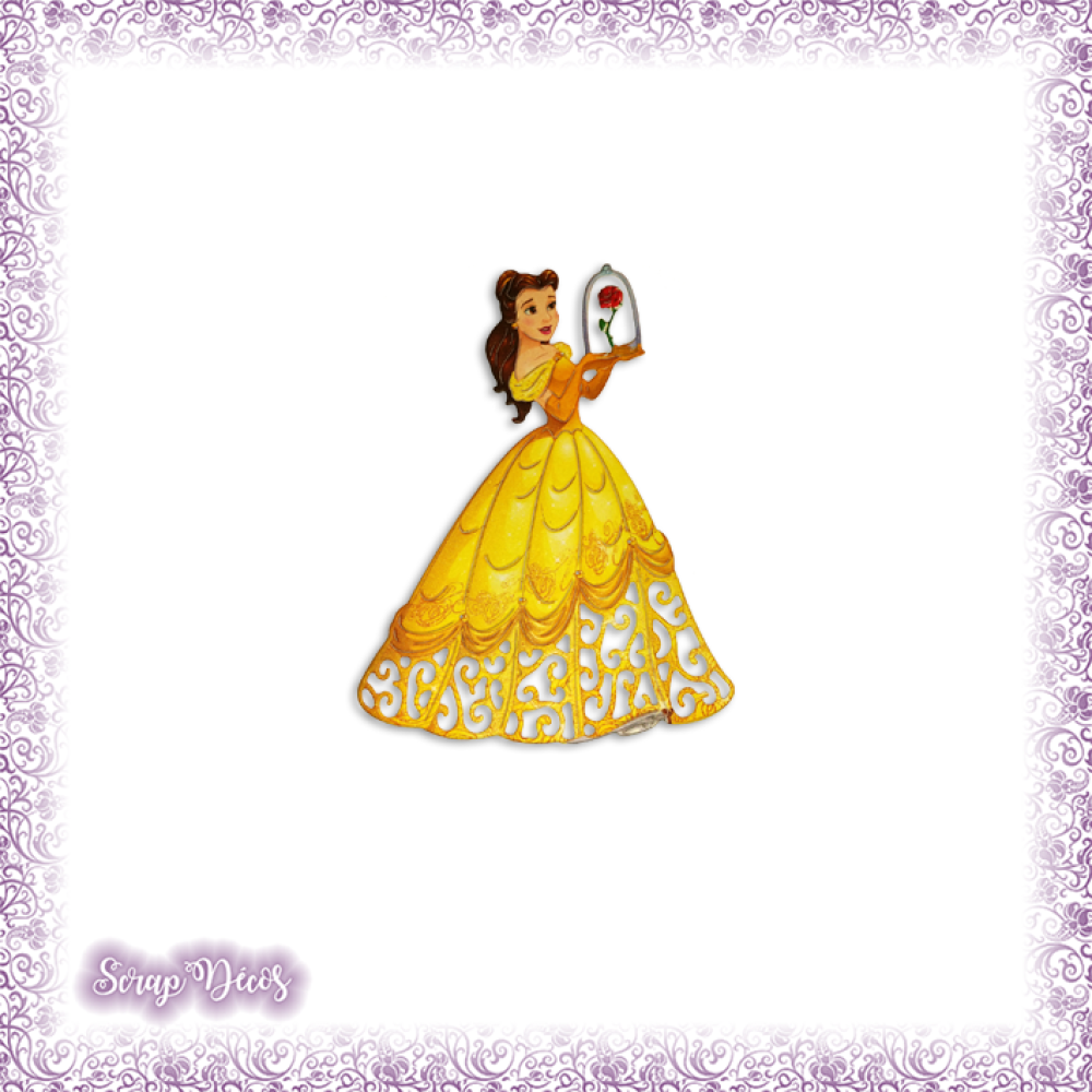 Rose De La Belle Et La Bete Dessin Facile Découpe scrapbooking belle et la rose la belle et la bête princesse en  couleurs - ref.1069 - Un grand marché