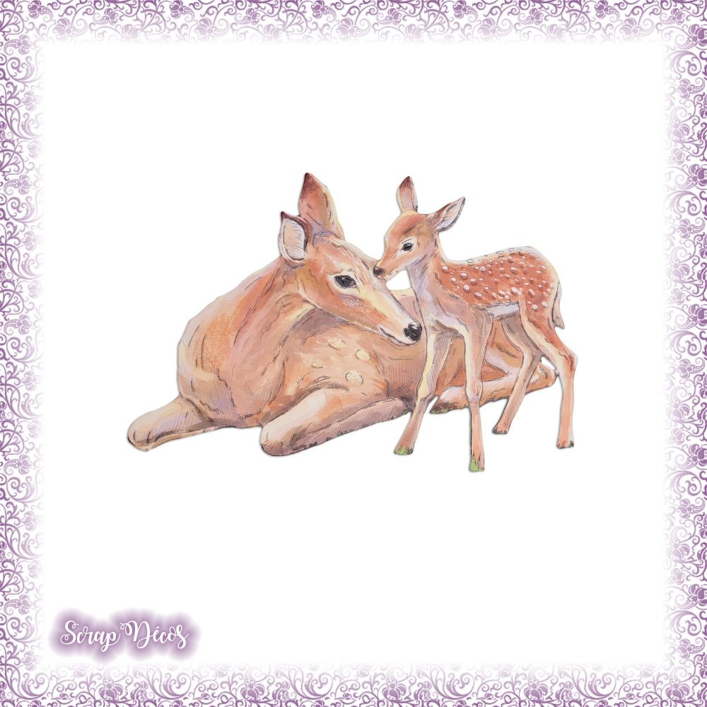 Decoupe Scrapbooking Biche Et Faon Maman Bebe Animaux Foret Nature Naissance En Couleurs Ref 4087 Un Grand Marche