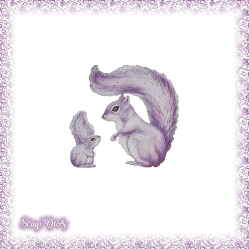 Decoupes Scrapbooking Ecureuils Maman Petit Bebe Famille Animal Foret Enfant Naissance En Couleurs Ref 3924 Un Grand Marche